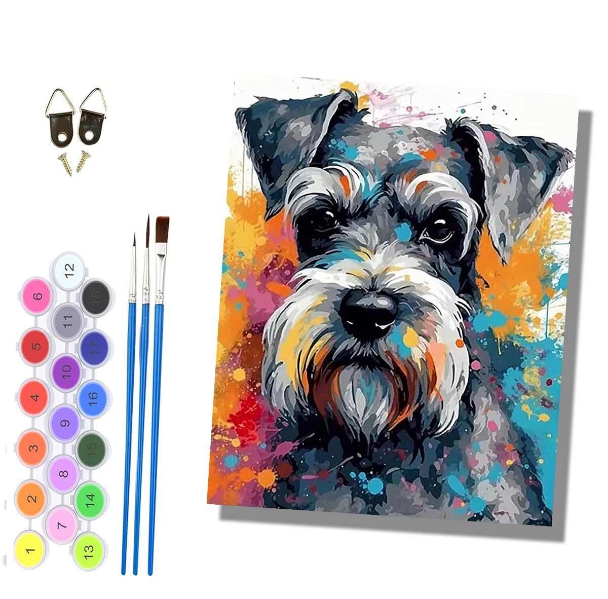 HONGPZH Paint by Numbers for Adults and Beginner Painting by Number Without Frame Oil Paintings on Canvas House Wall Decor 16x20in Inkjet Style Schnauzer