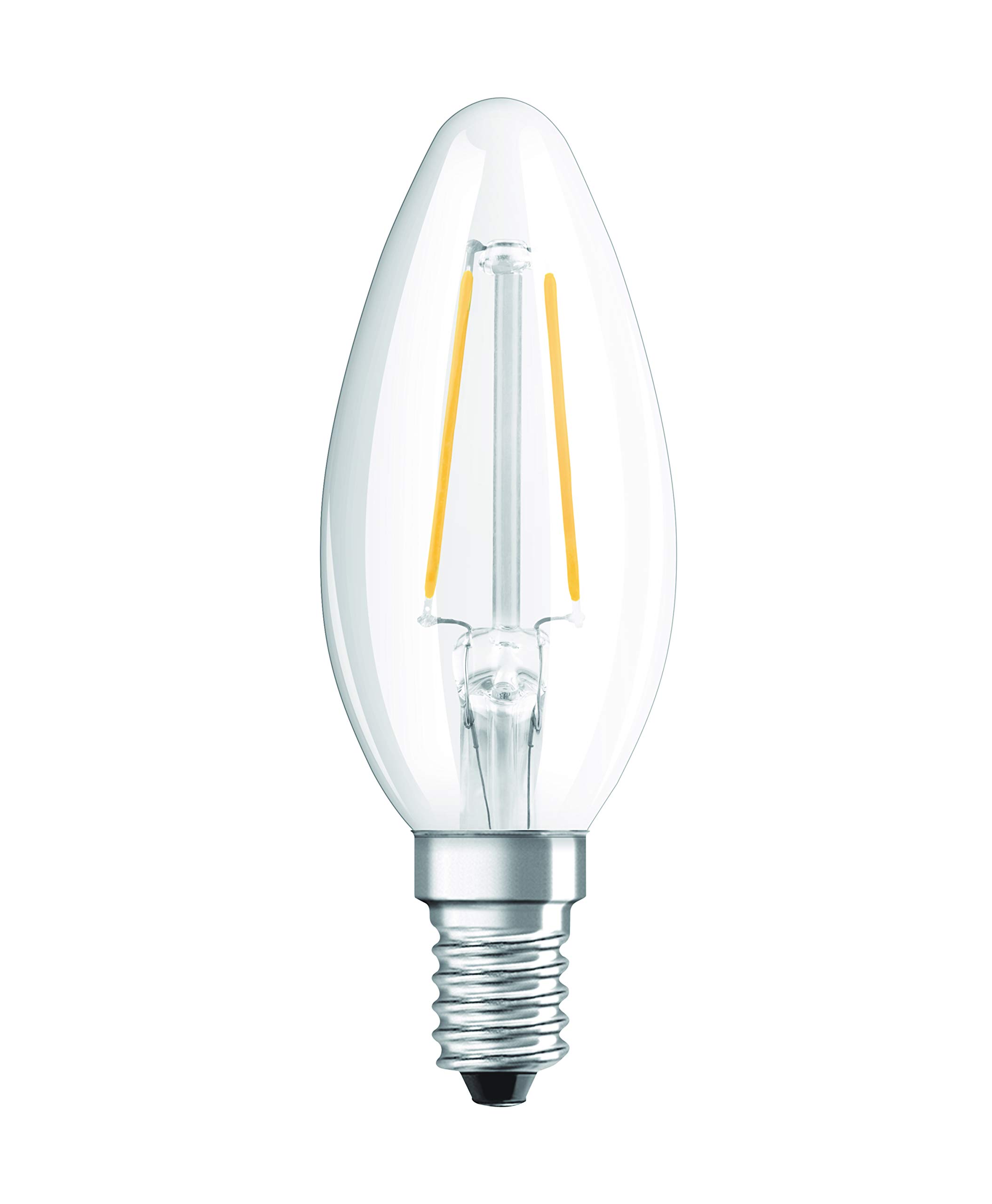 OSRAM LED Retrofit Classic B/LED lamp, Classic mini Candle Shape: E14, 2.10 W, 220…240 V, 25 W Replacement, Clear, Warm White, 2700 K, 1pack