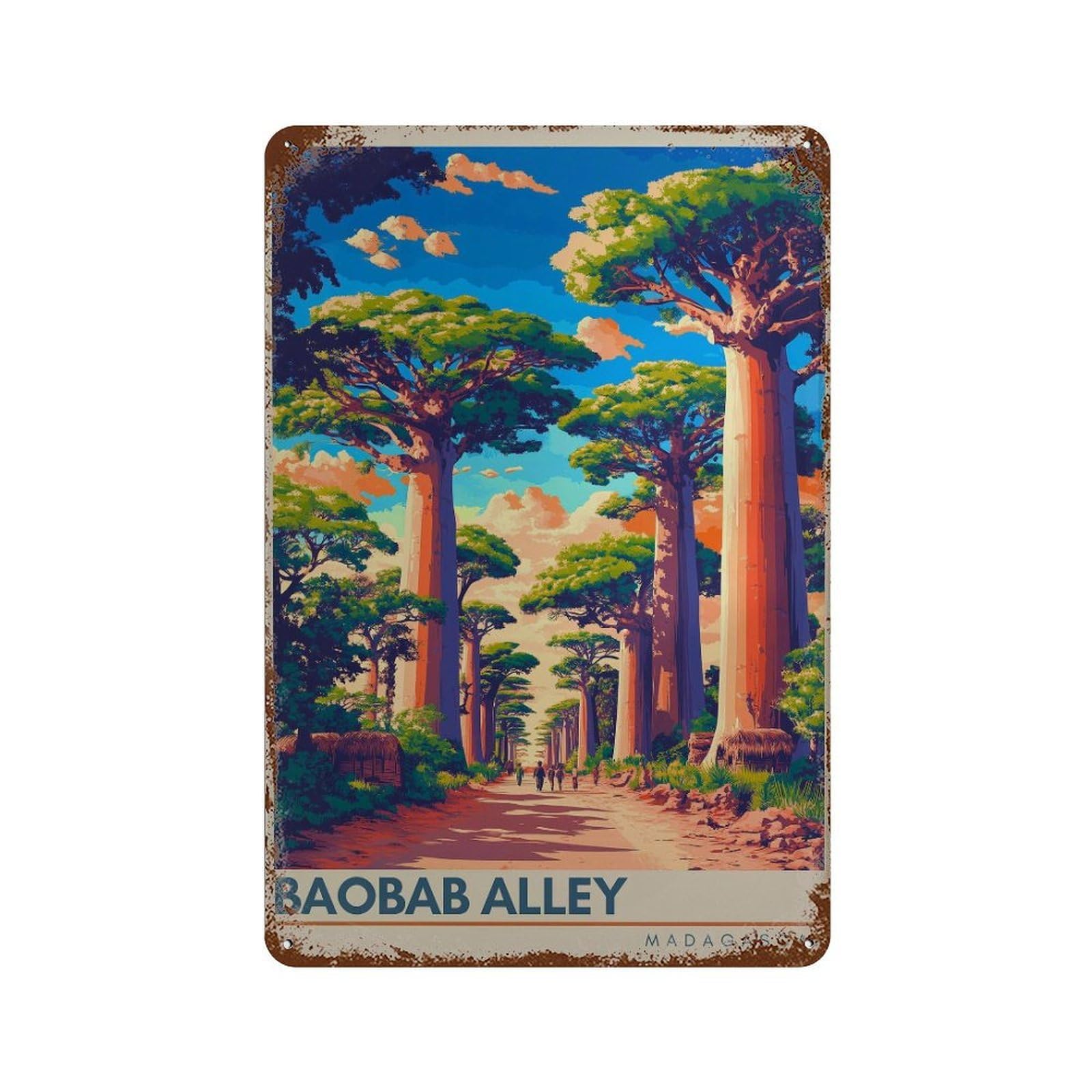 xiaoxiaoshen Baobab Alley Madagascar Travel Africa Wall Decor Art Metal Tin Poster Modern Home Decor Art Home Bar Shop Decorations Vintage Sign 30x20cm