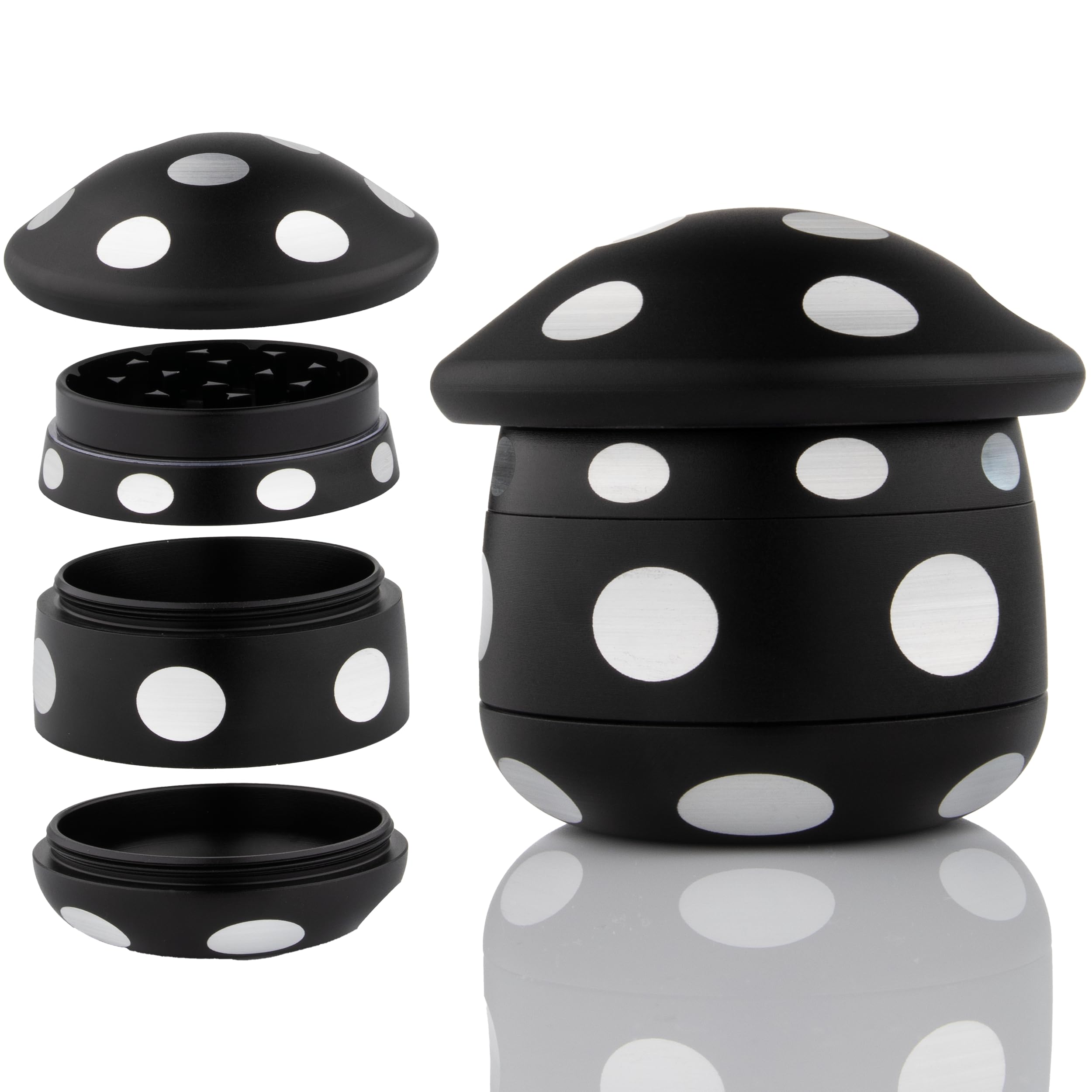 Viberium Metal Grinder 1.8 Inch - Herb Grinder, Grinders, Crusher Accessories Gifts, Cool Dry Herb Mill, Big Large Premium Steel Novelty Ginder, 4 Piece, 4 Chamber XXL Geinder, Black