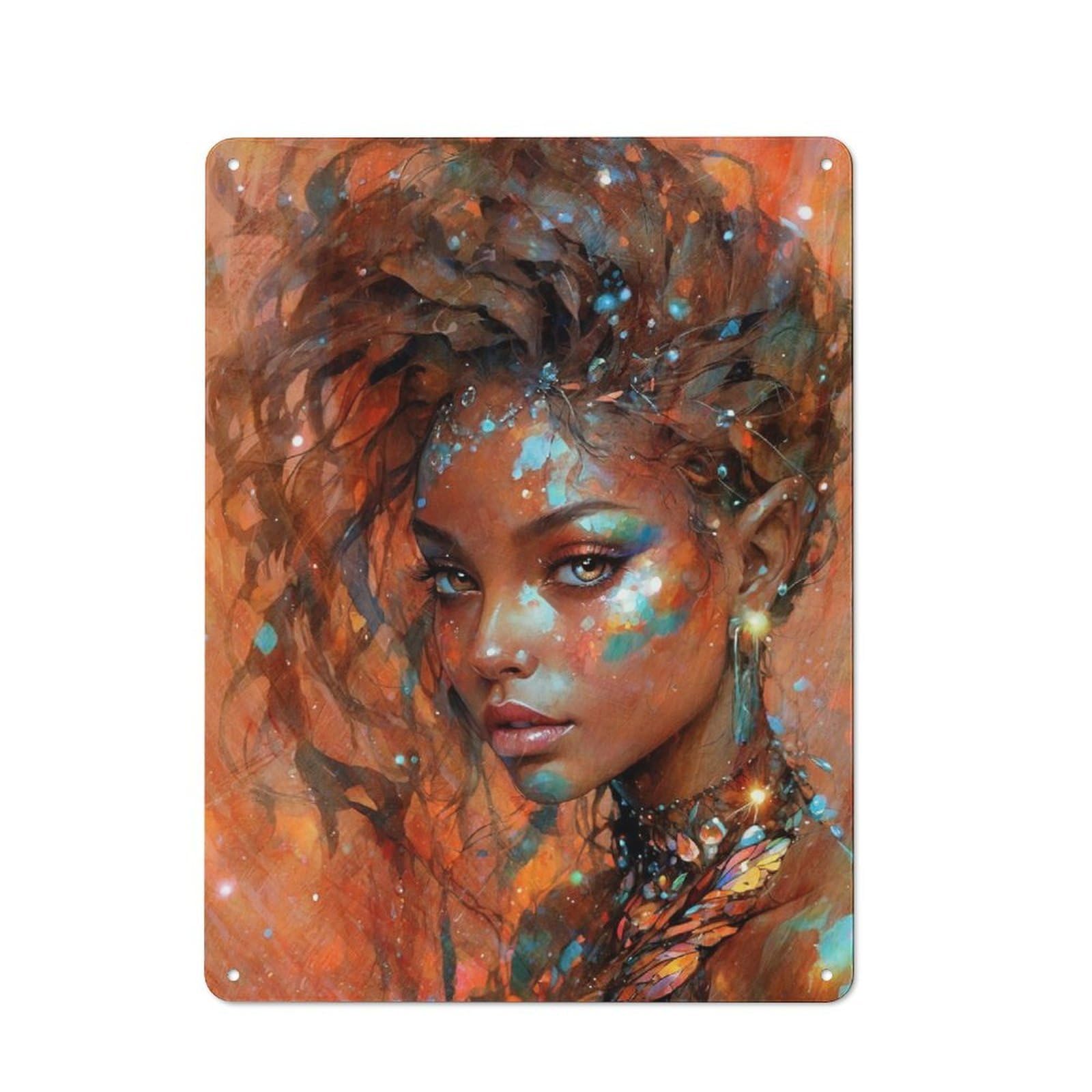 Junmoney Onyx Siren 40X30cm Rustic Metal Sign With For Hobby Room Or Studio, Metal Sign Decor For Hobby Rooms And Studios
