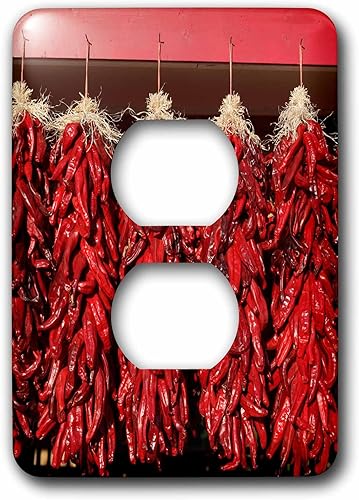 3dRose lsp_208254_6 " Chili Peppers Drying in The Sun, Velarde, Nuevo México, Estados Unidos 2 Enchufe Cubierta de salida