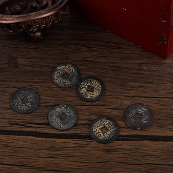 BOXOB 6pcs Feng Shui Coins for Wealth & Luck, 1.06in Copper I Ching Divination Coins Chinese Fortune Decor for Home Office Car