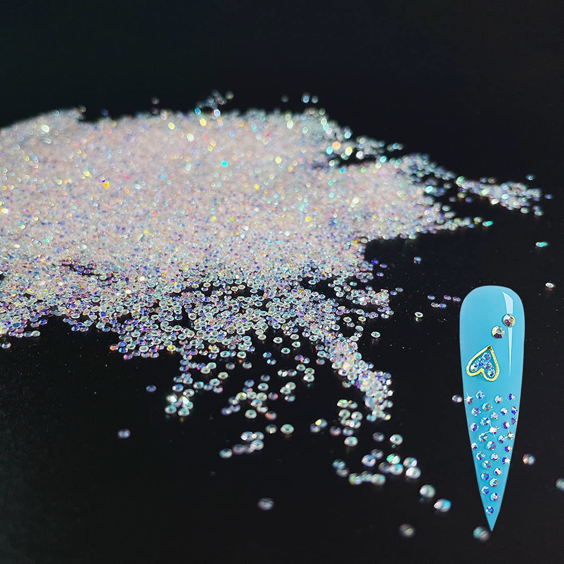10400PCS Mini Rhinestones Iridescent Small Crystals Dust Long Lasting AB Shine Like Swarovski Beads for Nail Art Pixie Phone DIY Crafts& Nail Beauty Decoration