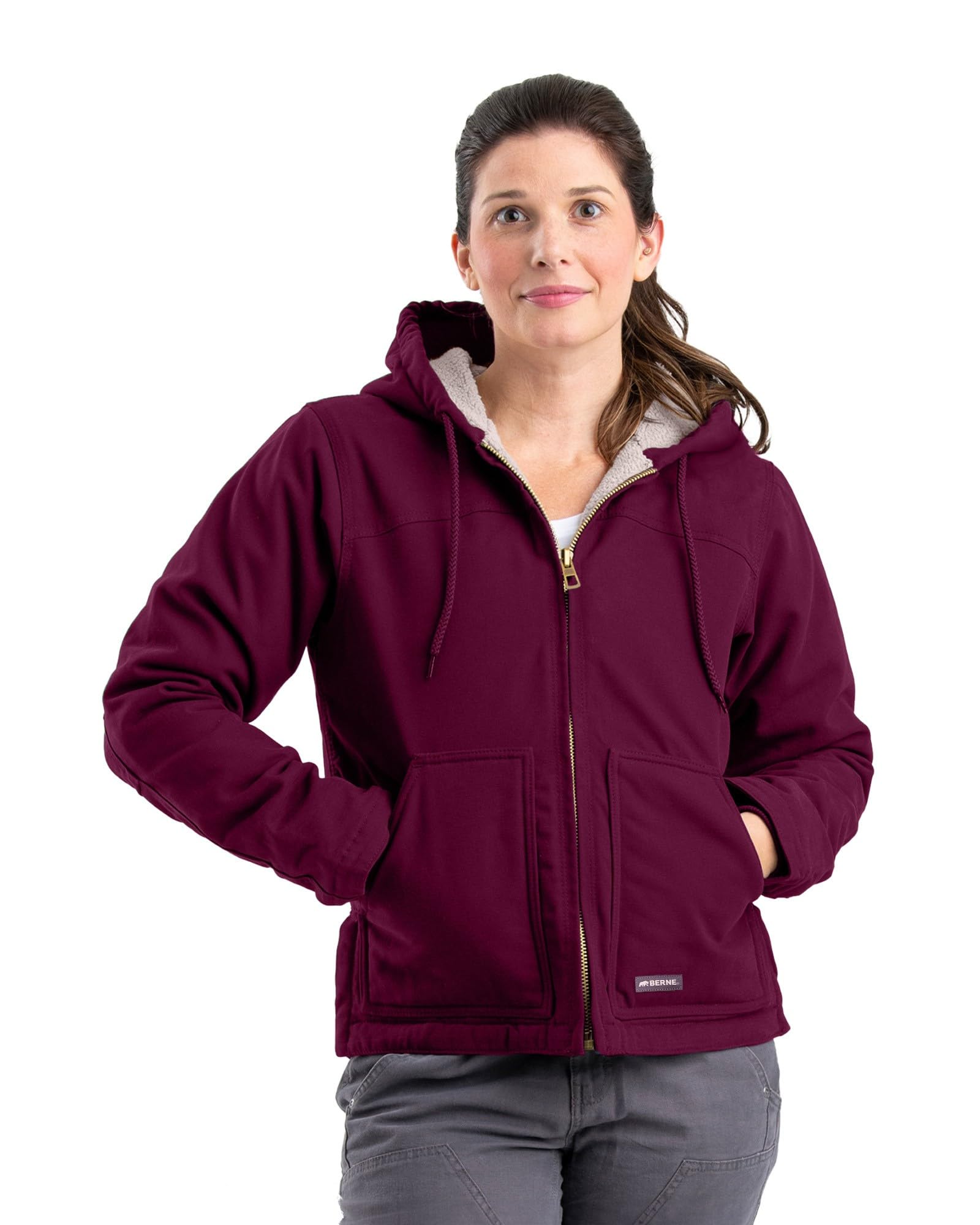 Berne Women's Sherpa-Lined Softstone Duck Hooded Jacket