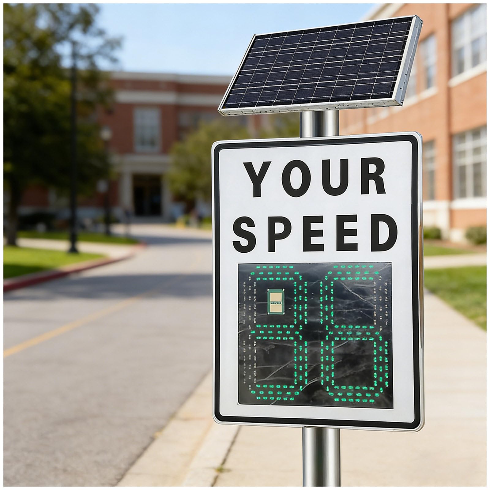 Cielobloen Multicolor Solar Powered Radar Speed Limit Sign – 23.6"×35.4", Road Safety Speed Limit Detector, 35X55cm Panel, -40°C~60°C, 0-99 Speed Display, Easy U-Bolt Mount, For Highways & Streets