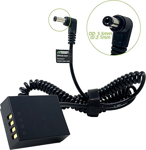 Miniatura 4 de Wasabi Power DCC-NPW126 Acoplador de CC y adaptador de CA para Fujifilm NP-W126, NP-W126S y Fuji X-A2 A3 A5 A7 A10 X-E3 E4 H1 M1 X-Pro2 Pro3 X-S10