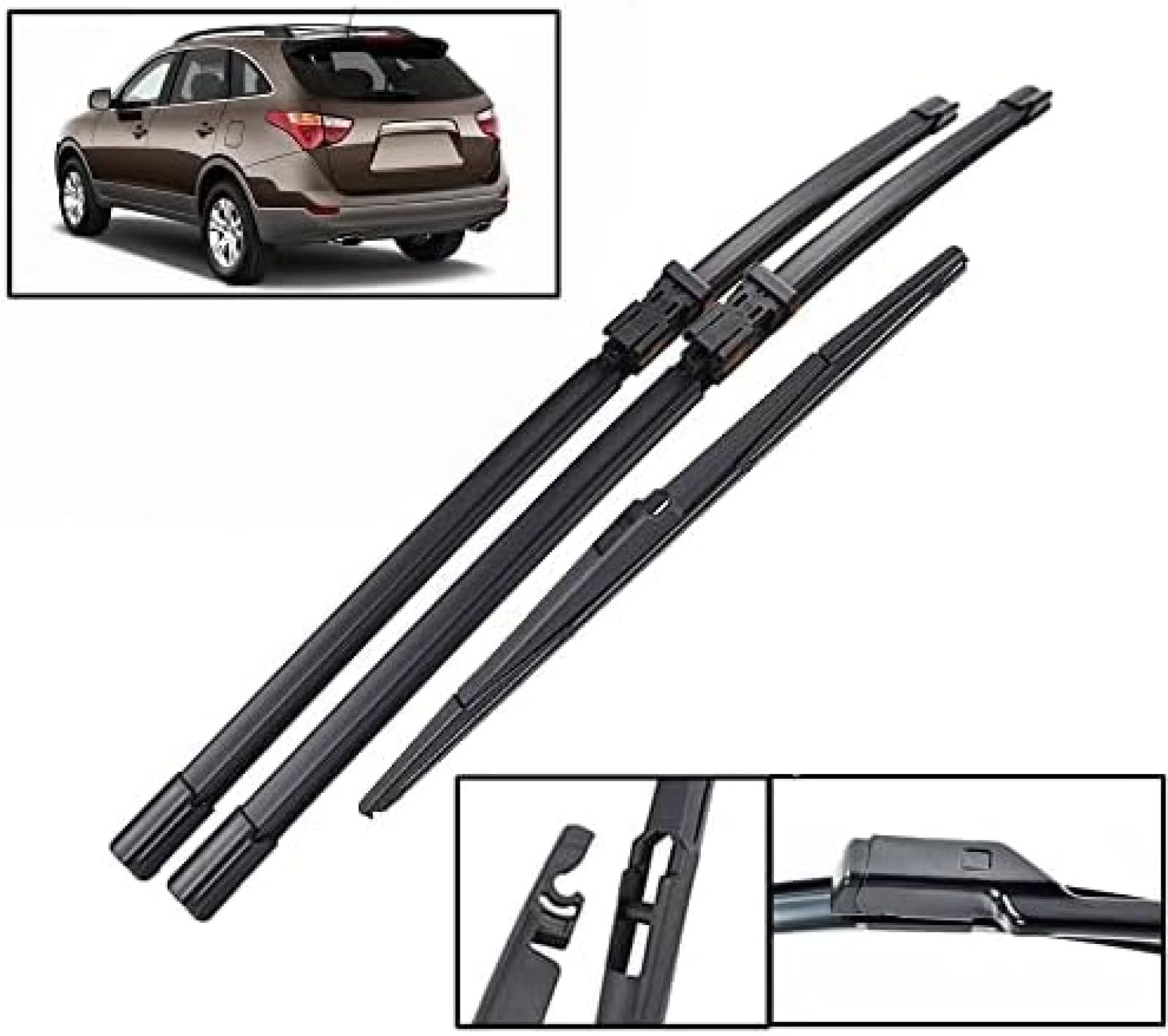 para Hyundai, para Veracruz IX55 2006 2007 2008 2009 2010 2011 2012, Juego de escobillas limpiaparabrisas Delanteras y traseras para Ventana de Coche, limpiaparabrisas de 24 "20" 14 "