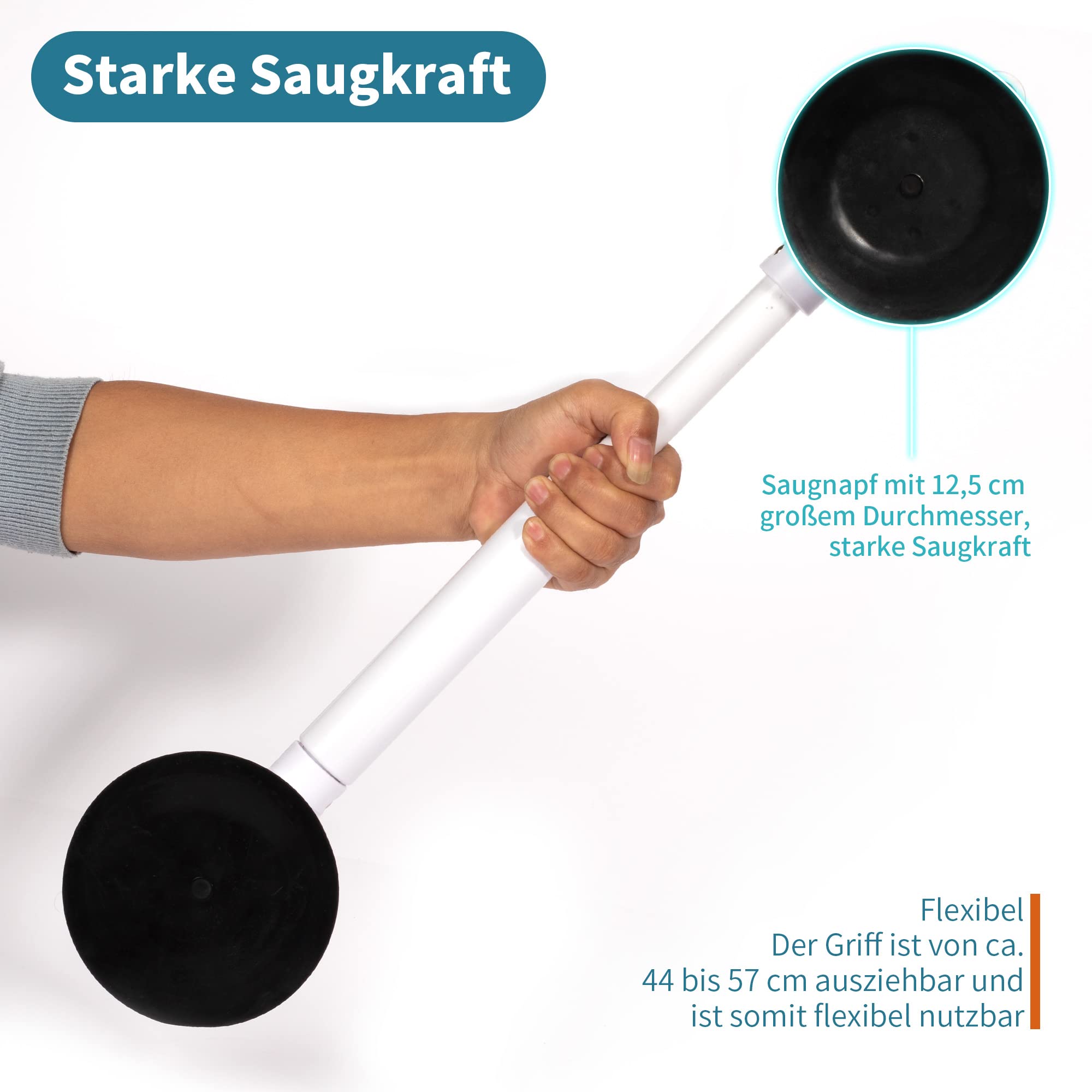 AdelDream Pasamanos auxiliar de seguridad Barra de agarre de seguridad antideslizante Ducha Reposabrazos para ancianos/niños para baño Longest: 58cm Más corto: 46cm Blanco 25 * 13 * 9cm