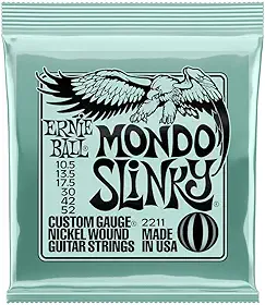 Cordas para guitarra elétrica Ernie Ball Mondo Slinky, revestimento de níquel, calibre 10.5-52