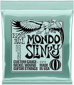 Cordas para guitarra elétrica Ernie Ball Mondo Slinky, revestimento de níquel, calibre 10.5-52