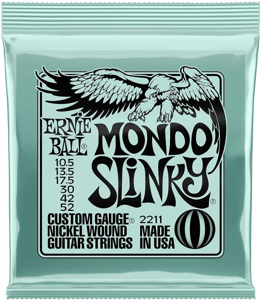 Cordas para guitarra elétrica Ernie Ball Mondo Slinky, revestimento de níquel, calibre 10.5-52