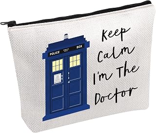 Who TV Show Cosmetic Bag Medical Doctor Makeup Bag Keep Calm I'm The Doctor Zipper Pouch Police Box Fans Gift (The Doctor CA)