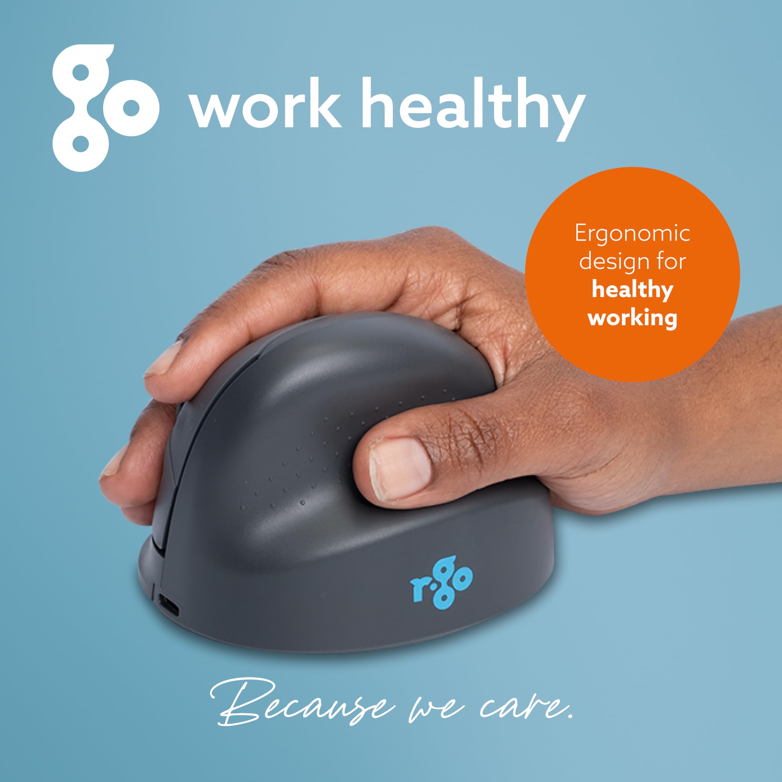 R-Go HE Basic - Mouse ergonomico senza fili, Bluetooth 5.0, ricaricabile, design verticale, 1600 DPI e 3 pulsanti, previene gomito del tennista/braccio RSI, per Windows/Mac, nero