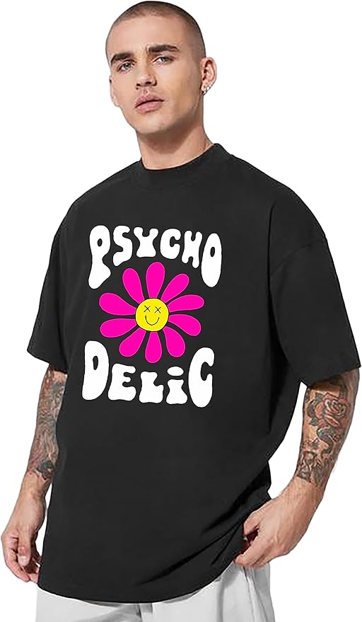 Buy London Hills Graphic Print Men Round Neck Black T-Shirt Black