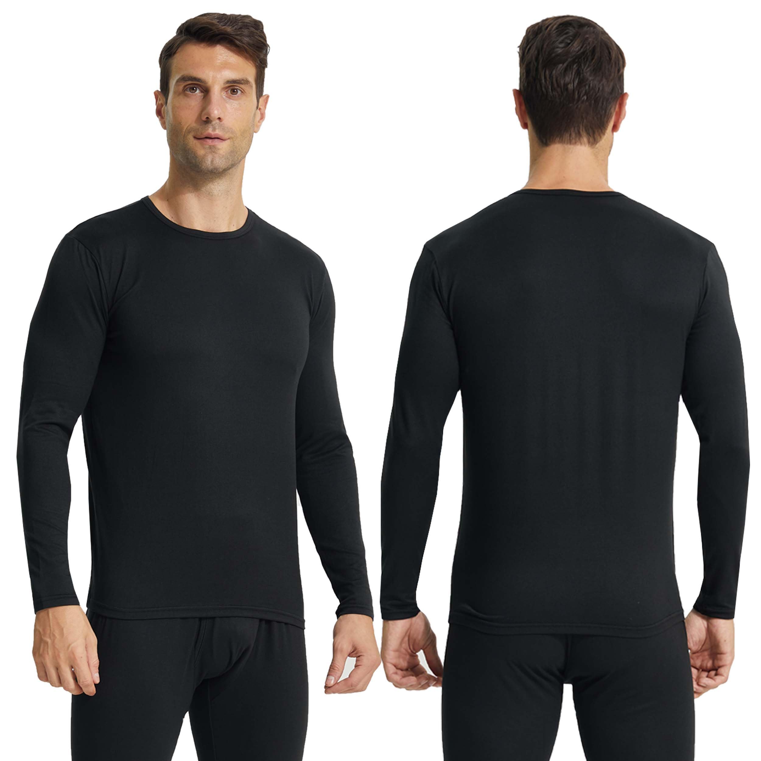 Pack de 2 unidades de ropa interior térmica para hombre, ropa interior funcional de invierno, cuello redondo, camiseta térmica de manga larga, ropa interior térmica de esquí