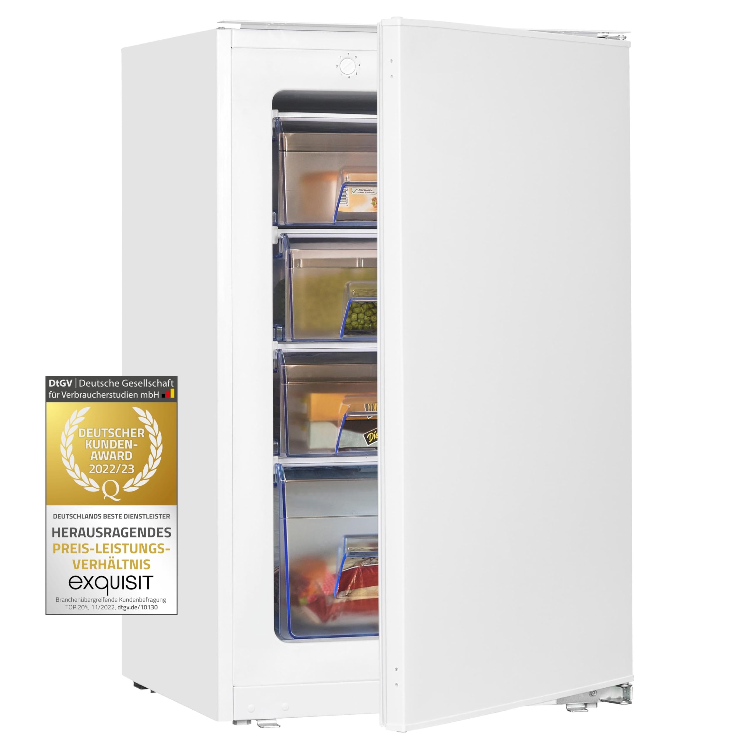 Exquisit Congelador empotrado EGS101-080E | 77 L de volumen | armario empotrado 87 cm de alto | bisagra de puerta intercambiable | blanco