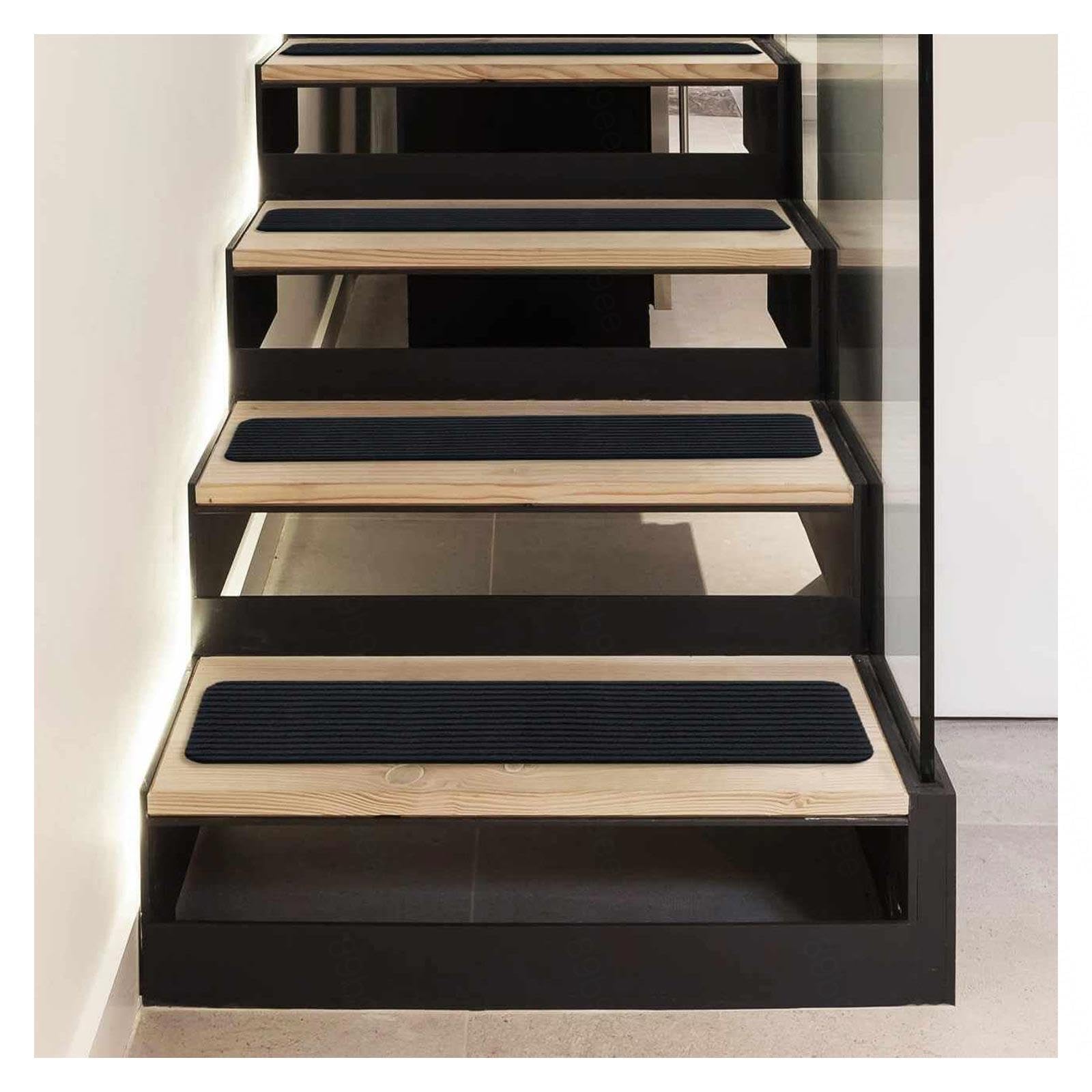 Peldaños antideslizantes para escaleras, paquete de 15 unidades, 20 x 76 cm, corte aleatorio, perfectos para escalones de madera y mármol, ideal para uso en interiores y caravanas, mejora la seguridad