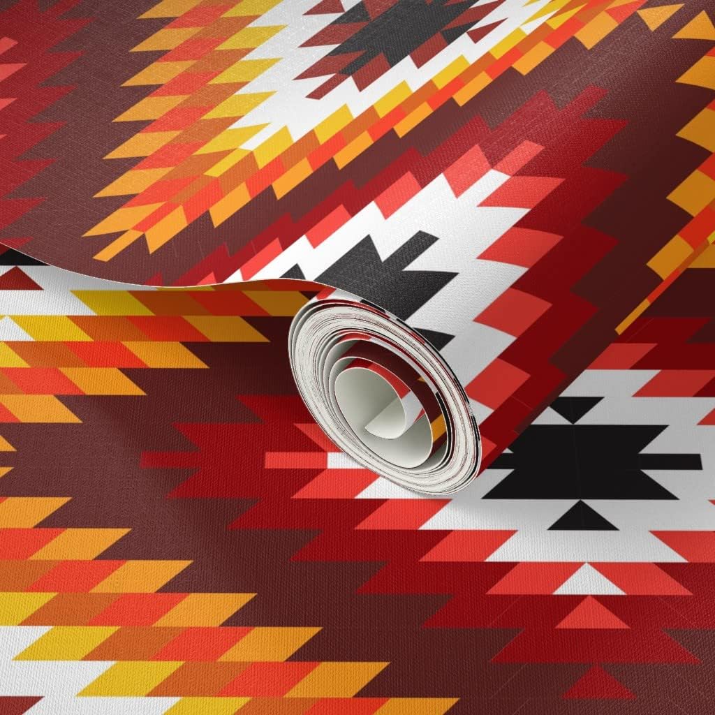 Spoonflower Peel & Stick Wallpaper 3ft x 2ft - Kilim Abstract Folk Ethnic Mexican Custom Removable Wallpaper