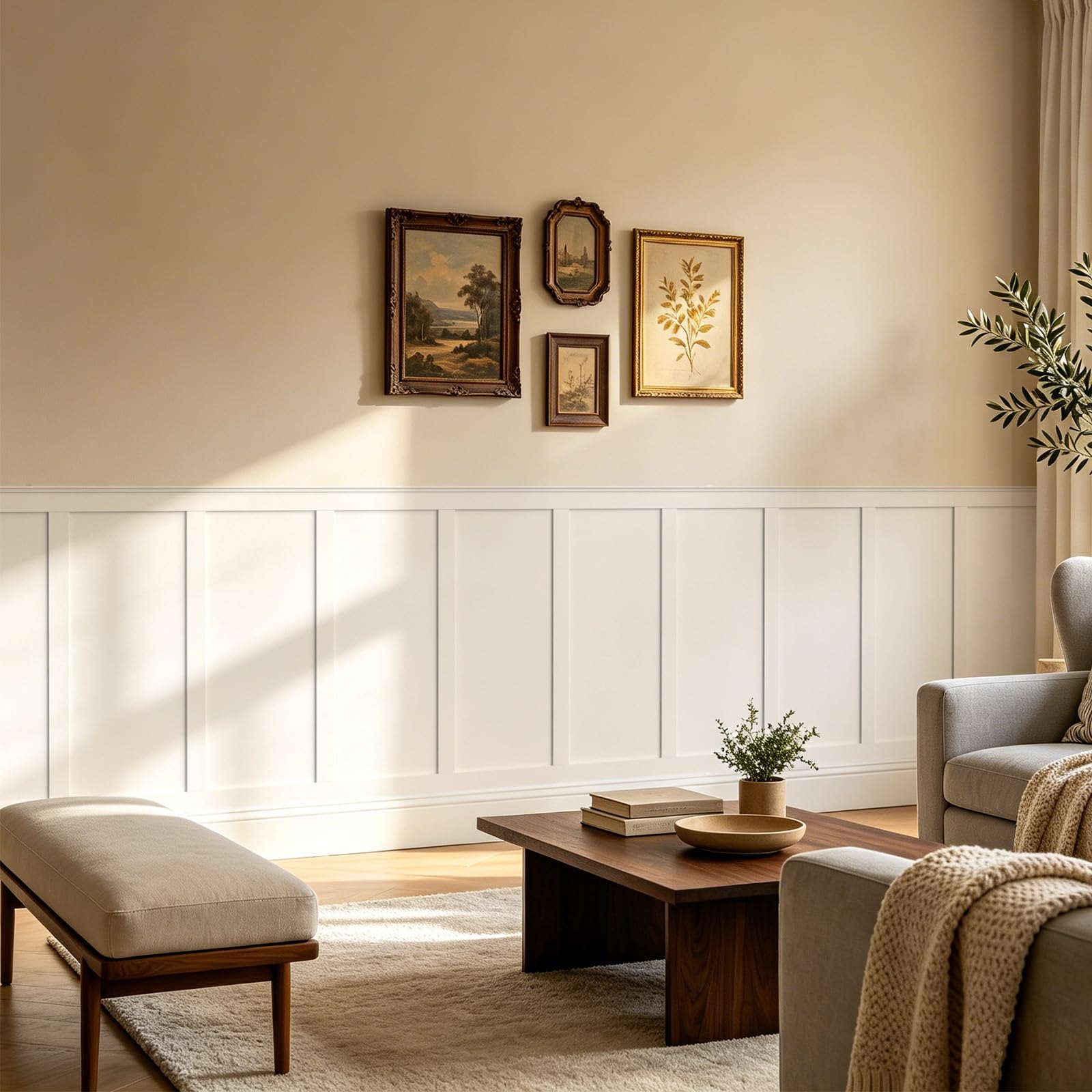 WADILE Kit Pannelli da Parete Board and Batten Rivestimento | Verniciabile In PS, 24 Modanature, 6 Profili Di Finitura, Pannelli Decorativi, Soggiorno Camera Da Letto Corridoio