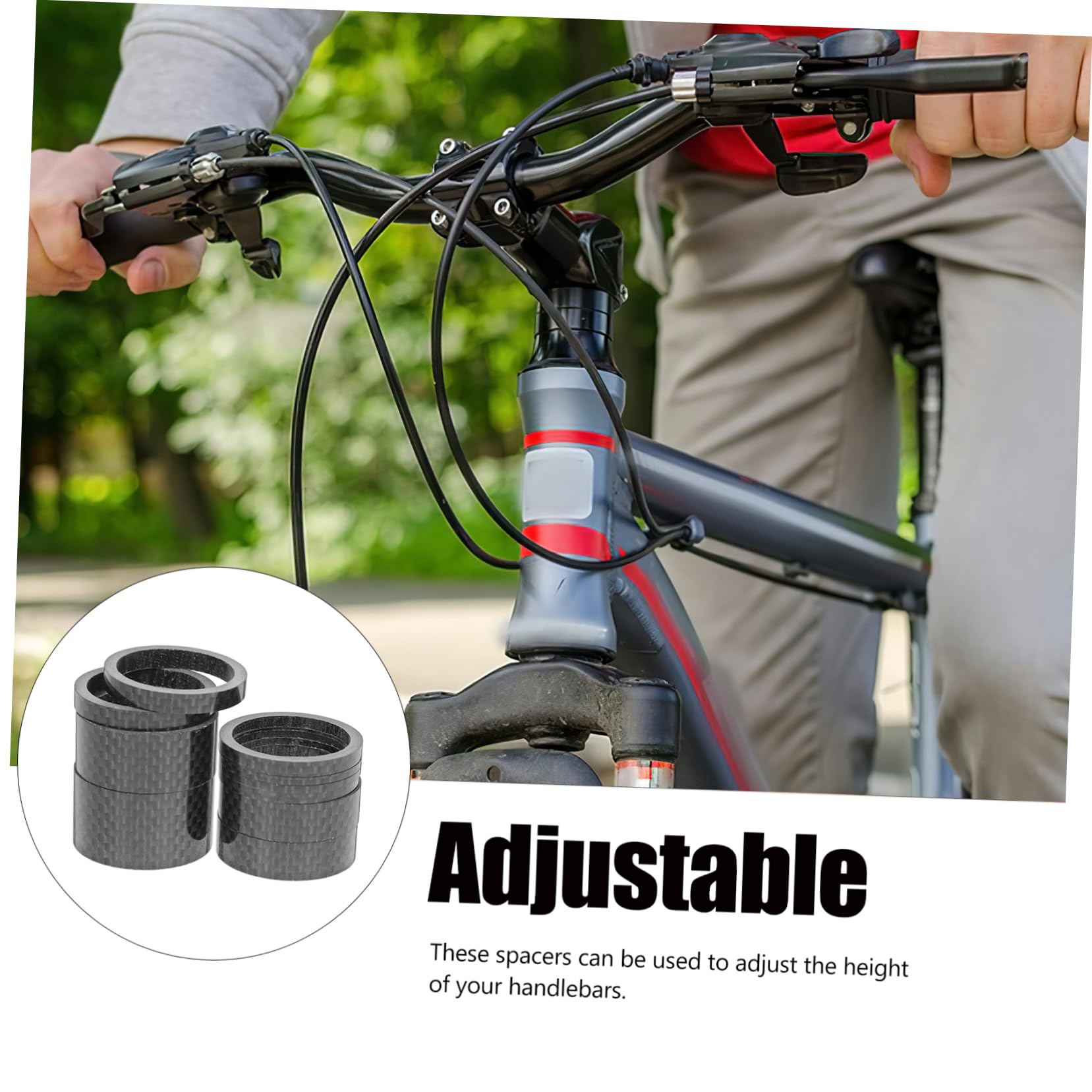 MUSISALY 11Pcs Carbon Fiber Headset Spacers Lightweight Durable Washers for Bicycle Stem Gaskets Professional Headset Spacer for Road and Mountain Bikes