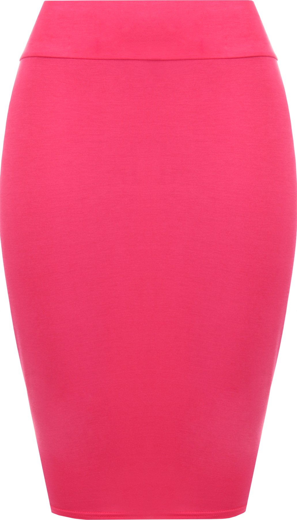 Wearall Women's Cerise Plain Bodycon Pencil High Waisted Stretch Midi Skirt - 12/14