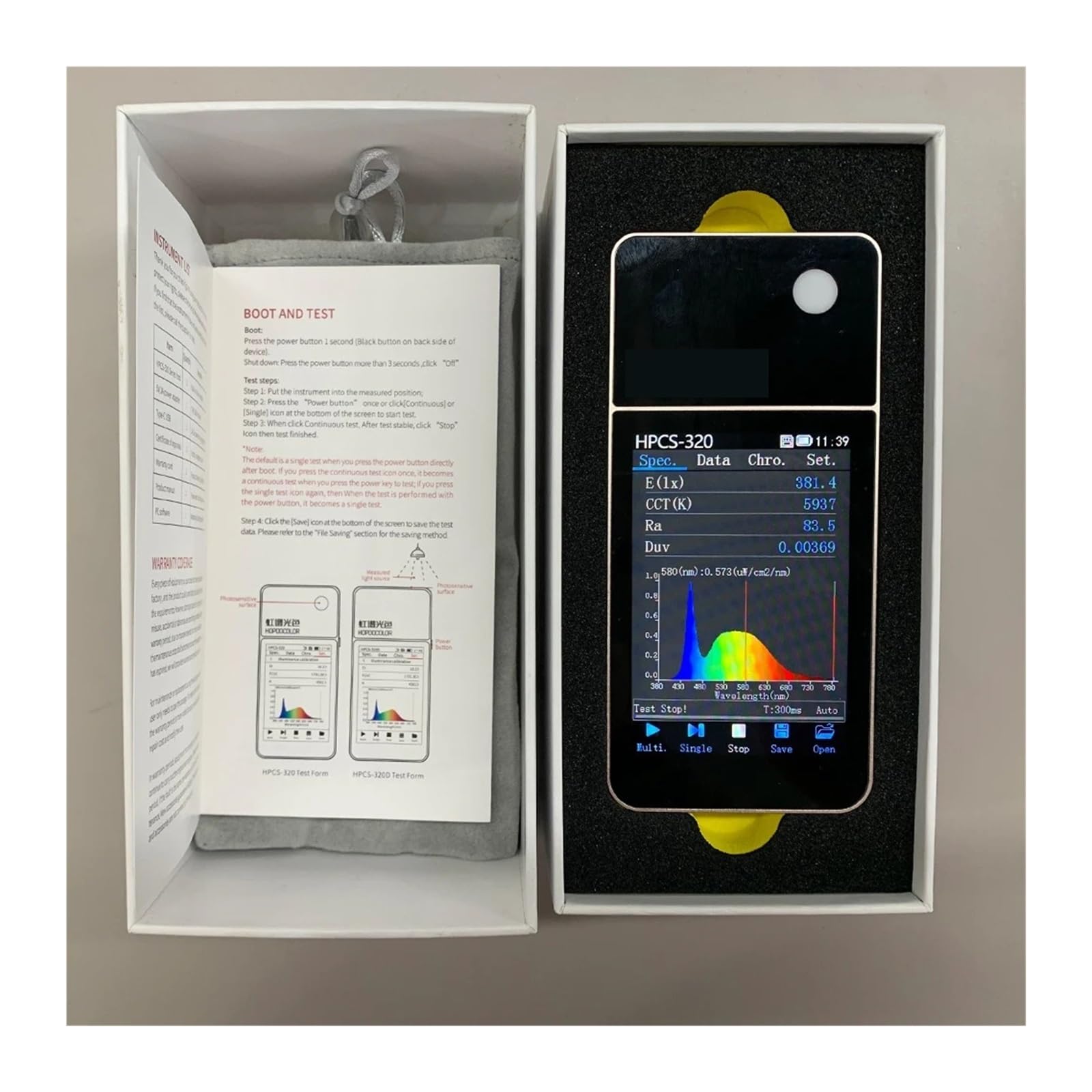 Colormetro, Esposimetro Lux HPCS320 Cct For Test LED per la misurazione della luce
