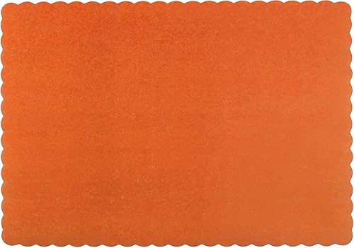 Manteles individuales de papel, desechables, borde festoneado (naranja, 100)