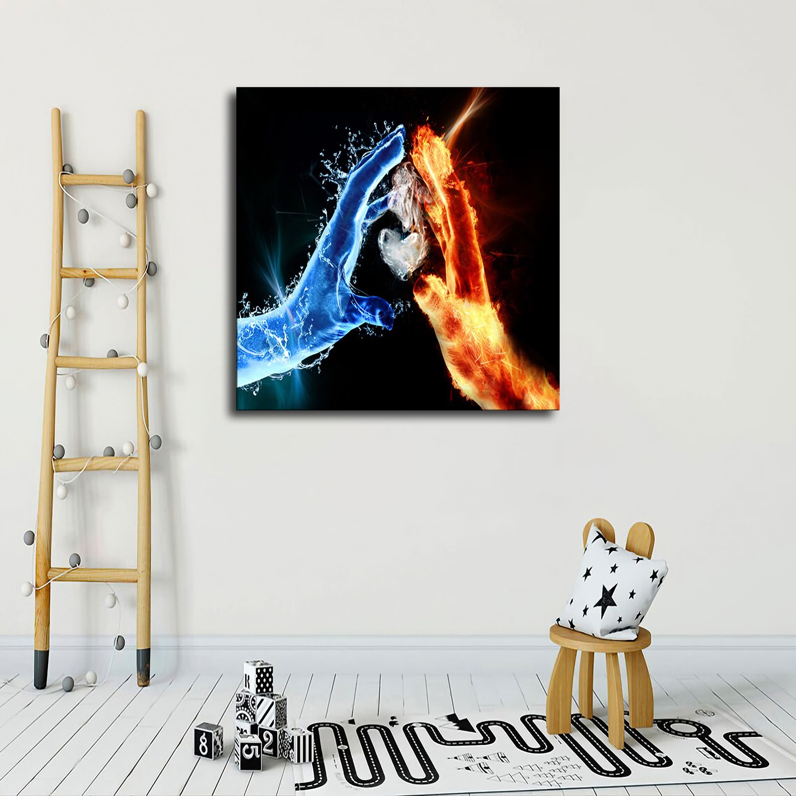 ExbeRt Cool Fire and Water Poster Wall Art Picture Print Modern