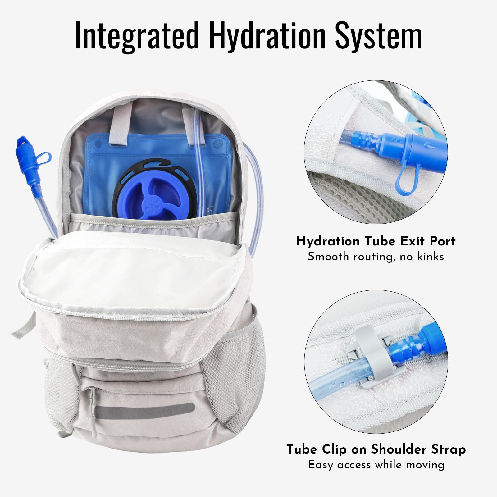 Zavothy Sac à dos d'hydratation résistant à l'eau de 18 l pour poche d'eau de 2 L/3 L – Compartiment caché pour casque et housse de pluie amovible – Sac à dos de randonnée isotherme pour cyclisme