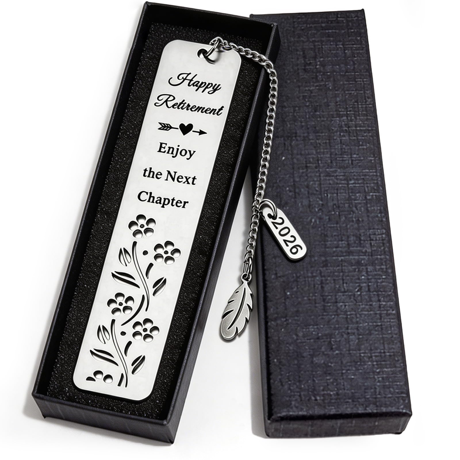 Retirement Gifts for Women Men Metal Bookmark for Her Him Happy Retirement Floral Engraved Book Mark Charm Thoughtful Present for Colleagues Coworkers Friends Sentimental Keepsake Book Markers