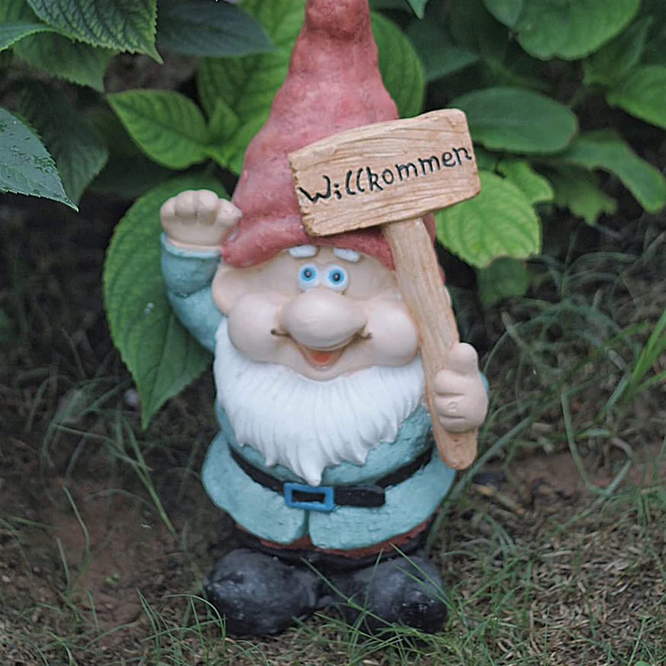 Ogrodowy znak powitalny posąg krasnala, tlenek magnezu, ręcznie wykonana rzeźba krasnala, 40 cm wysokości, do ogrodu na zewnątrz, patio