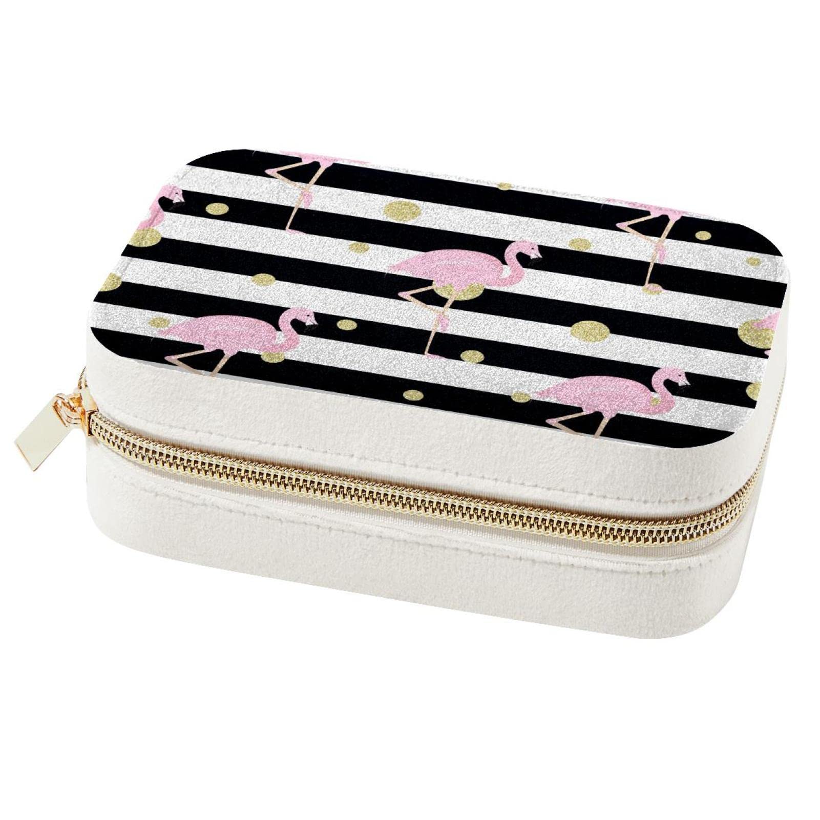 Boîte à bijoux portable anti-nœuds motif flamants roses pour protéger vos colliers
