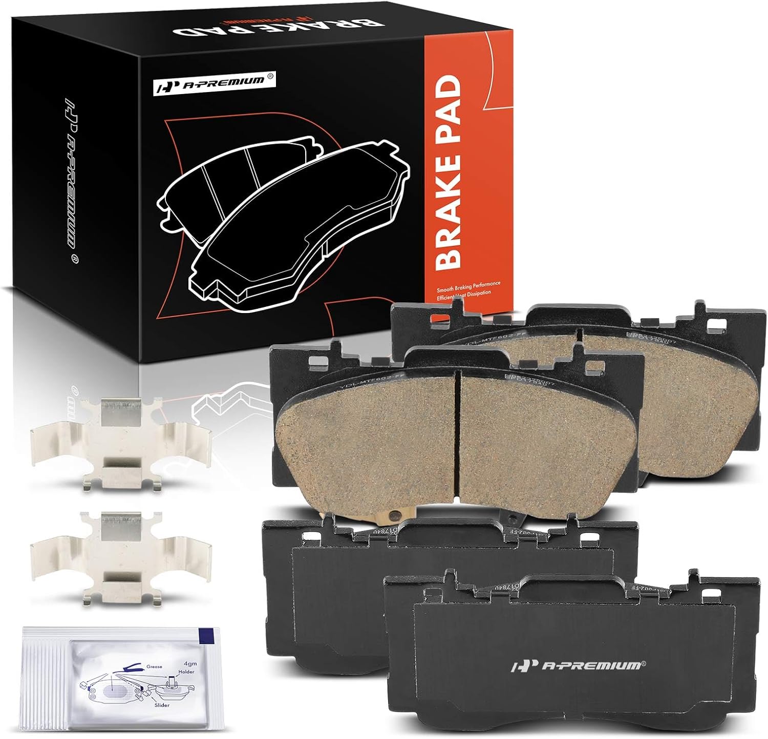 A-Premium Front Ceramic Brake Pads 4-Pack Set Compatible with Ford Mustang 2015 2016 2017 2018 2019 2020 2021 2022