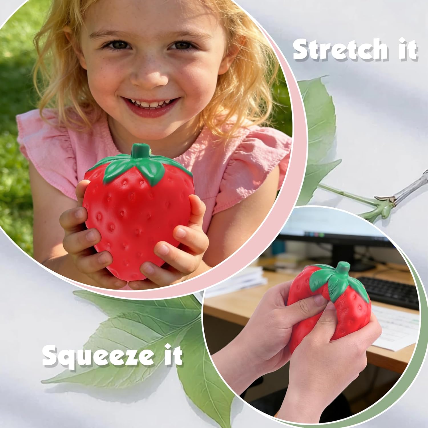 Anboor Squishies Jumbo Slow Rising Kawaii Scent Squishies Strawberry Squeeze Toys for Girls Boys