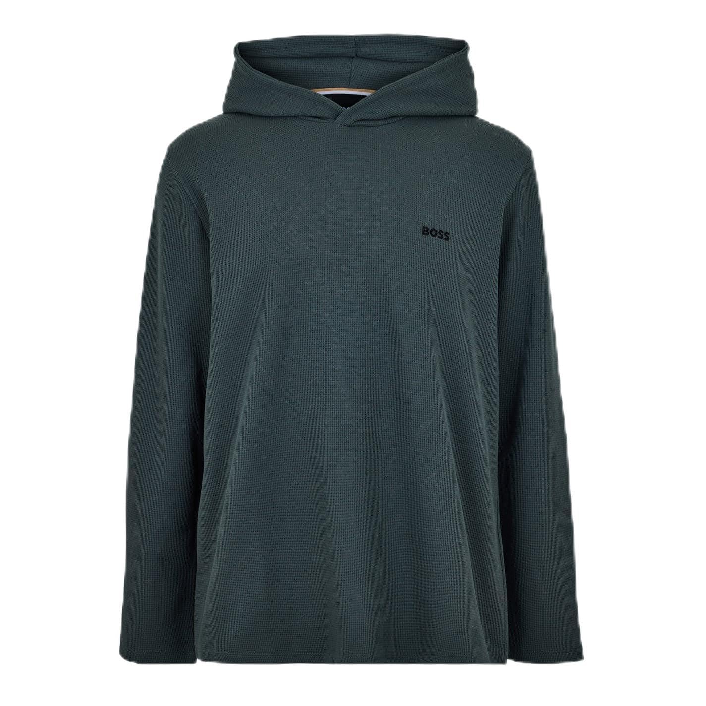 BOSS Waffle Hoody Mens Open Green 345 S