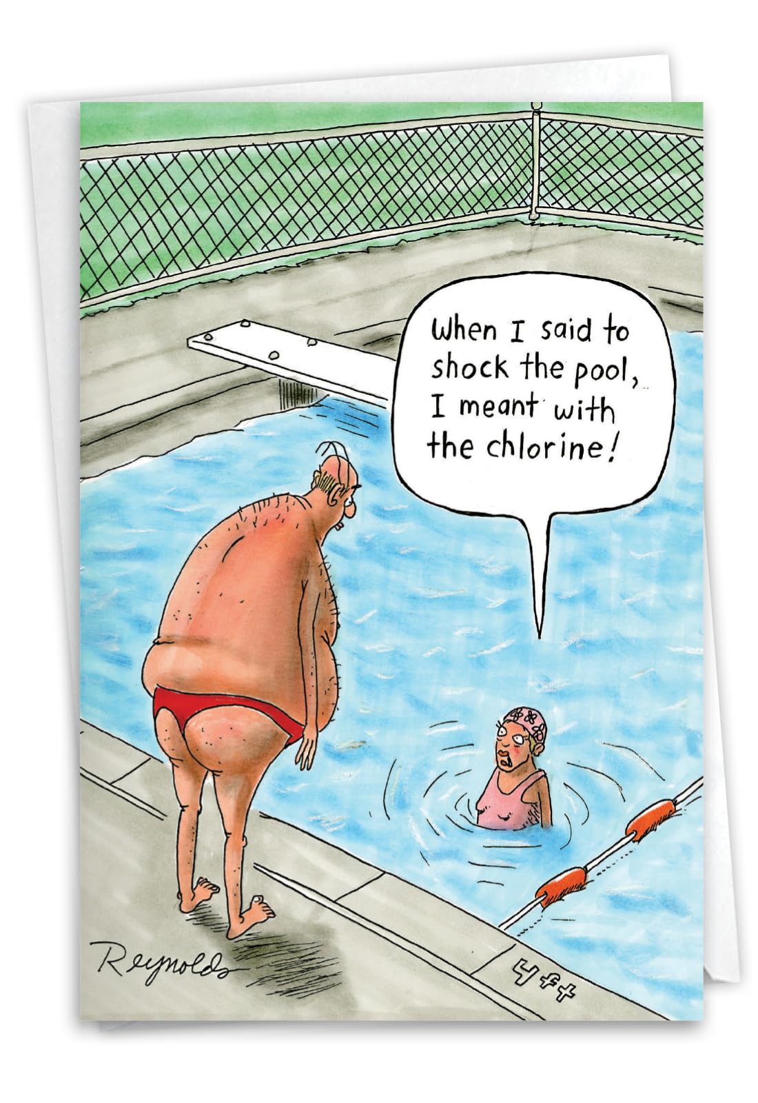 NobleWorks Funny Birthday Greeting Card with 5 x 7 Inch Envelope (1 Card) Bday Shock The Pool C11072BDG — image 1