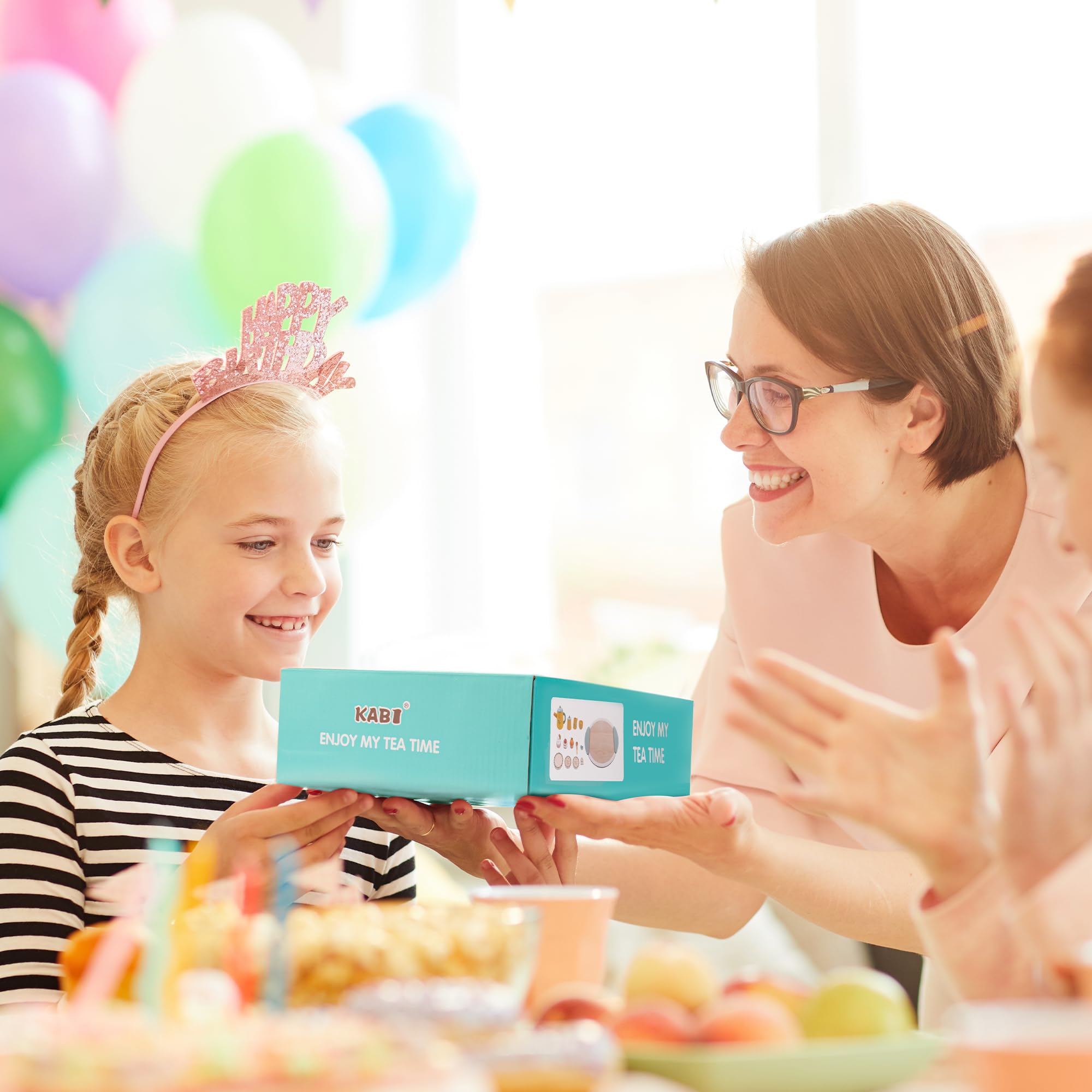 Set da Tè Giochi in Legno, Cucina Giocattolo per Bambini, Accessori Cucina per Giochi di Ruolo, Regalo per Bambine 3 4 5 anni