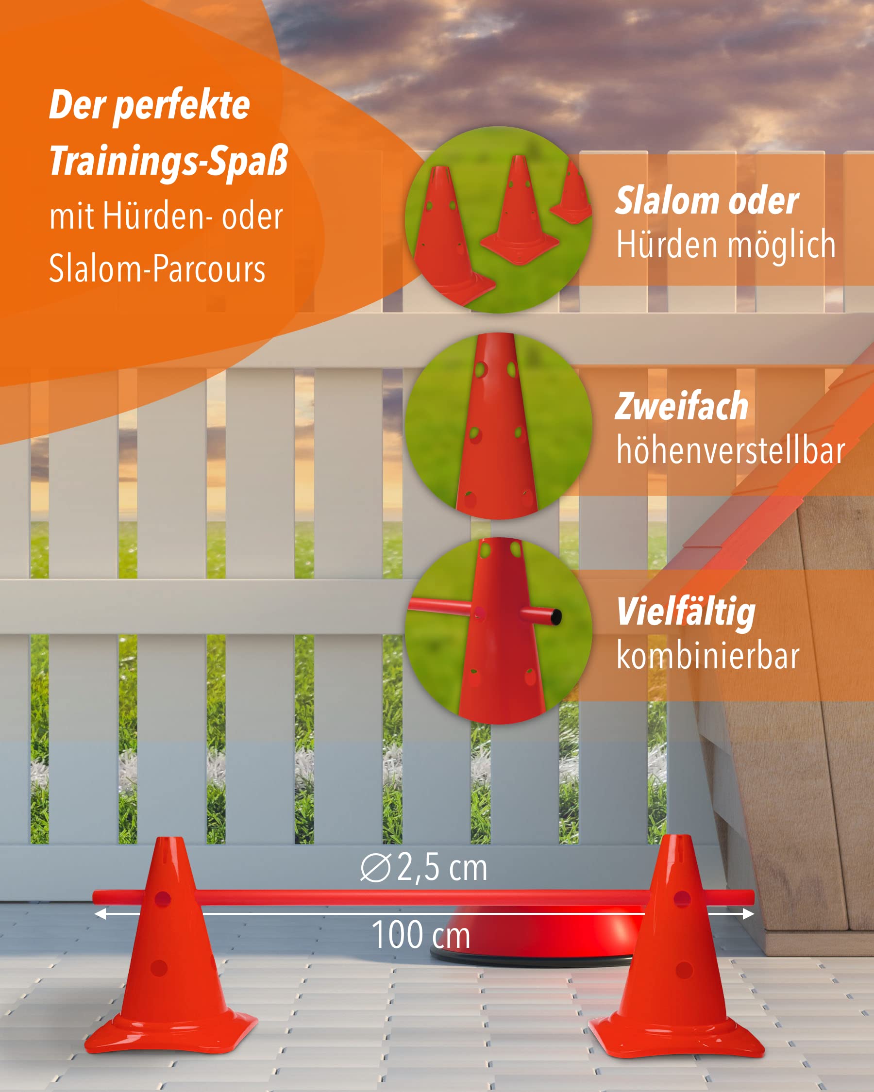 24 Stück Orange Trainingshütchen 17,8 Cm – Agility-Kegel Für Fußball, Sport & Outdoor-Aktivitäten