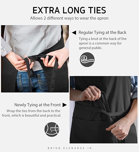 Miniatura 6 de Syntus Paquete de 12 delantales con peto, delantales unisex, ajustables, versión más gruesa, resistentes a las gotas de agua, con 2 bolsillos,