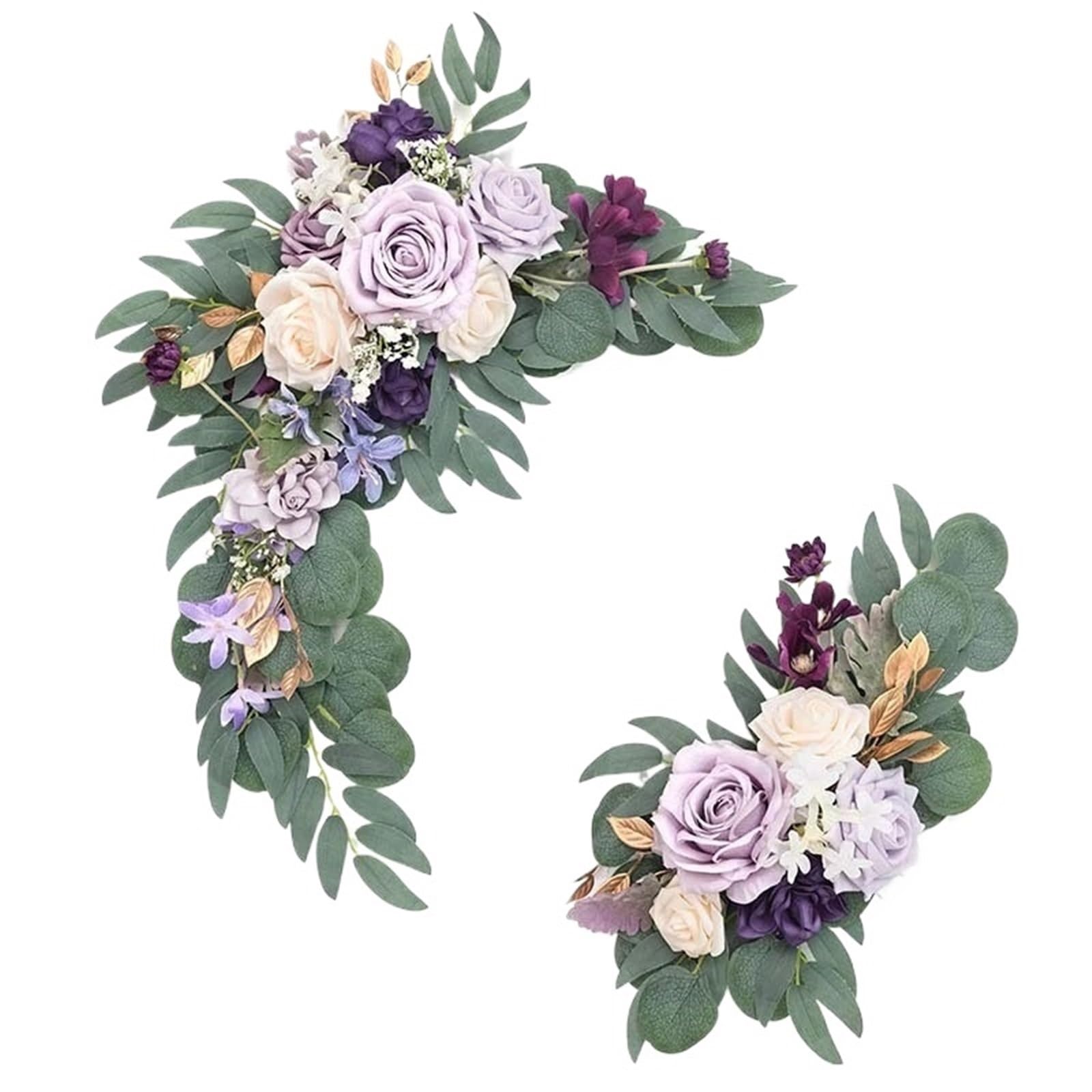 EKalgretrA Flower Arch 2pcs Artificial Wedding Arch Flowers Rose Party Garland Ceremony Flower Backdrop Decoration Fake(021)