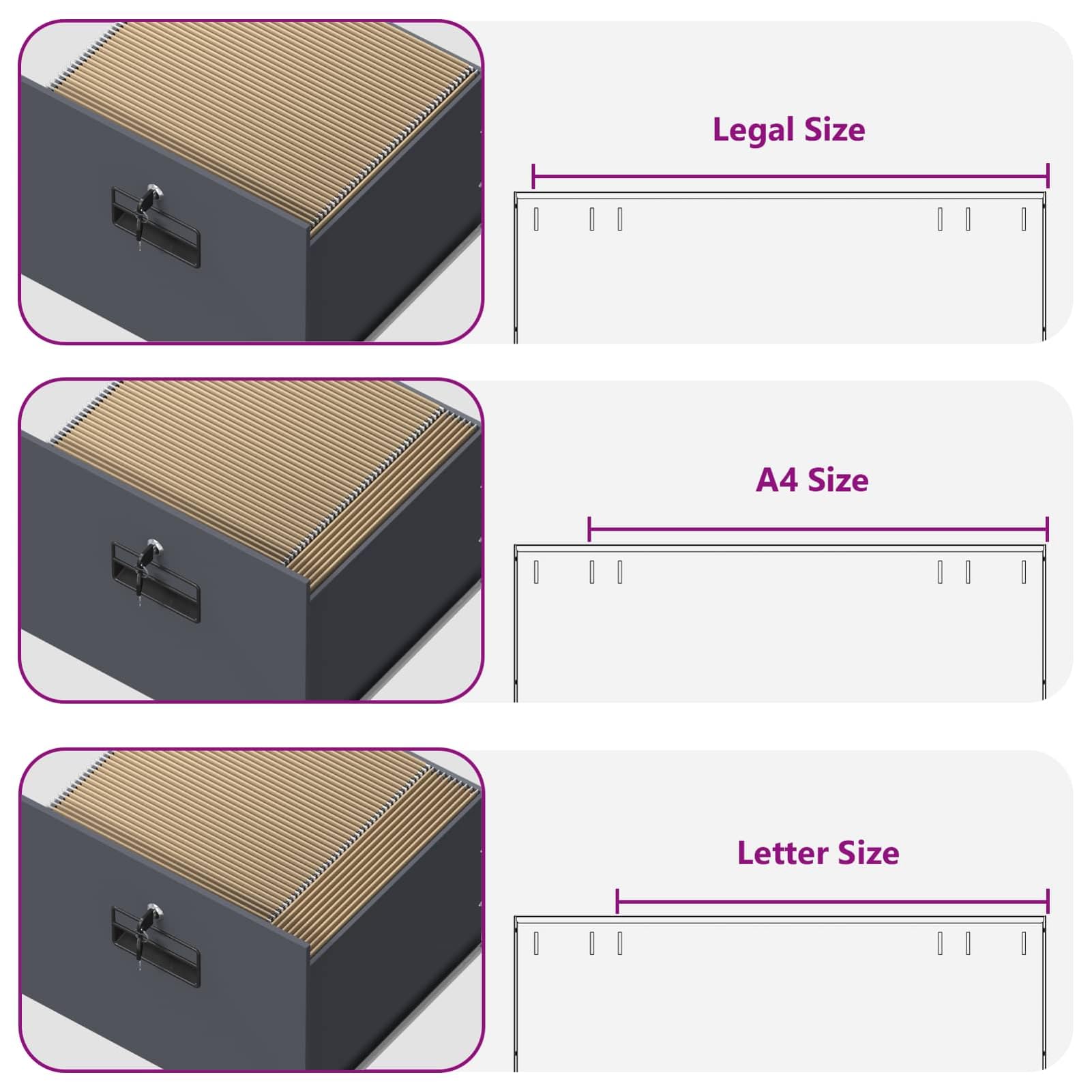 Aktenschrank aus kaltgewalztem Stahl 45,5 x 42 x 74,5 cm Anthrazit mit 2 ausziehbaren Regalen und 2 Nockenschlössern für Büroorganisation