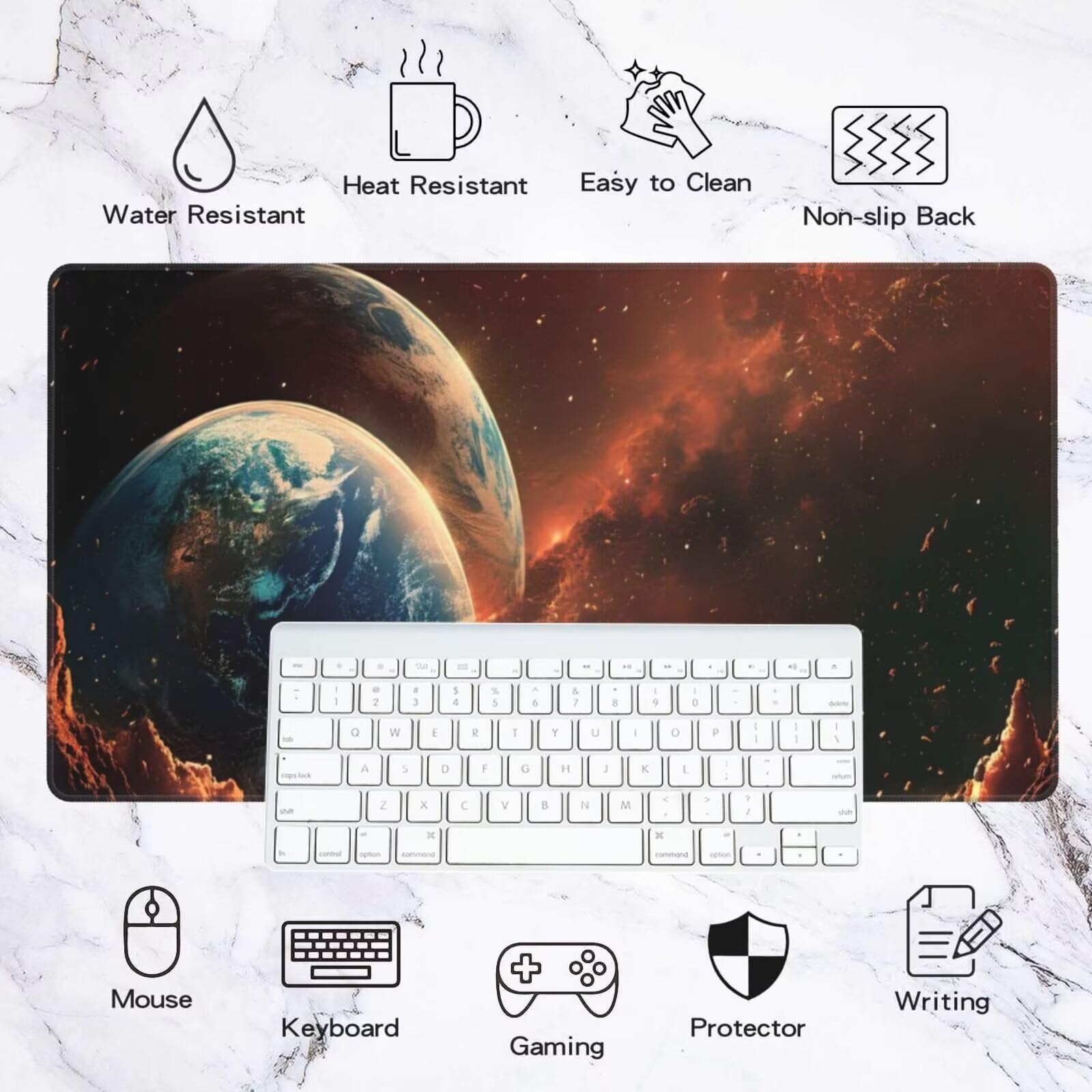 Alfombrilla Ratón Tierra Alfombrilla Ratón XXL 1600 x 800 mm, Paisaje Mouse Pad Gaming con Bordes Cosidos, Impermeable Mousepad XXL Base de Goma Antideslizante Duradera, Mouse Pad para Oficina Q472