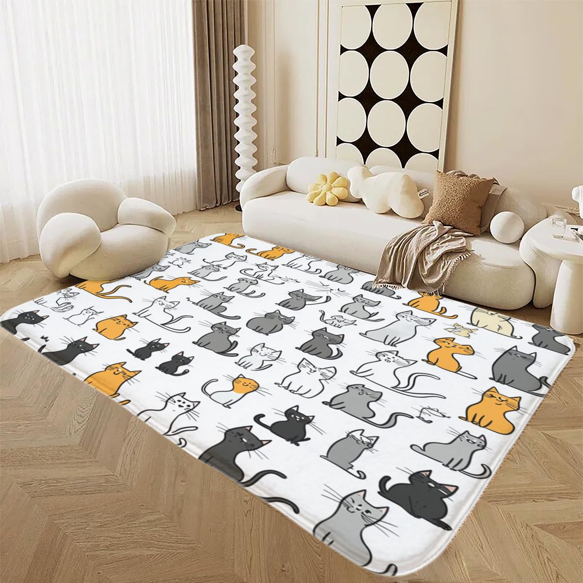 Alfombra de franela antideslizante para sala de estar Katzenss