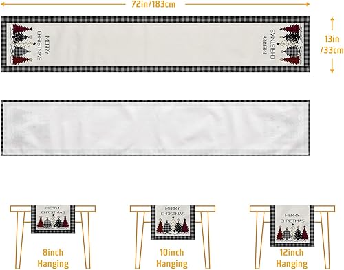 Miniatura 3 de Waterclor Buffalo - Camino de mesa de Navidad con diseño de árboles de Navidad, decoración de mesa de comedor para interiores y exteriores,