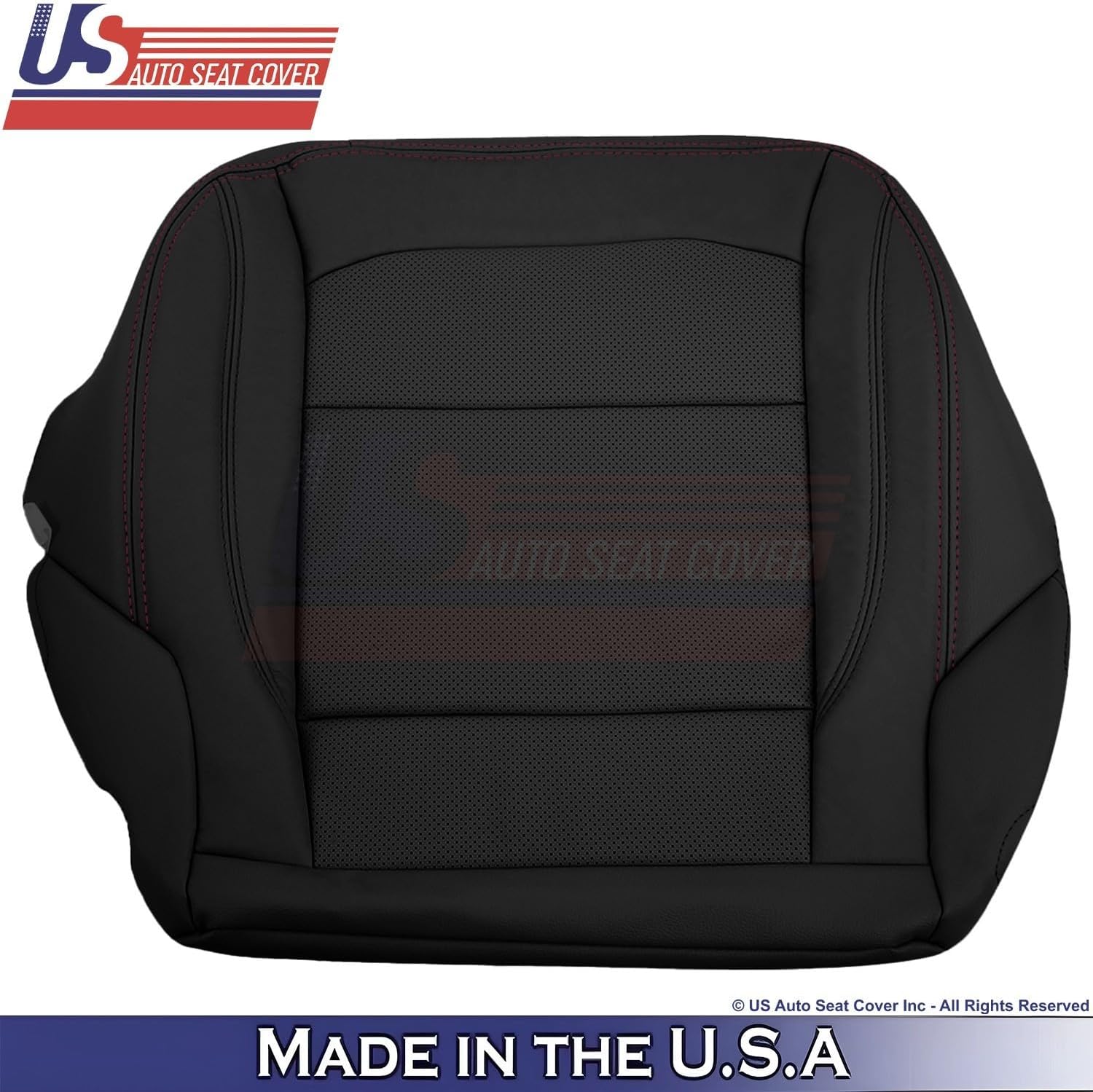 2016 to 2019 fits Ford Explorer Driver Bottom Leather Perf Cover Black/Red Stitch