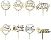 OWill 8 Pcs Happy Birthday Cake Toppers Acrylic Cake Toppers Cake Decoration Party Supplies for Children or Adults Various Cupcake Topper Gold