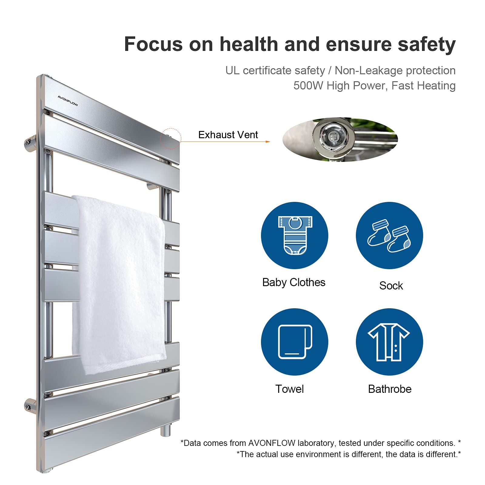 AVONFLOW Super Power 500W Towel Warmer Heating Quickly Heated Towel Warmer  Rack 8 Bar UL Certification Bath Towel Heater Drying Rack- Chrome :  Amazon.sg: Home