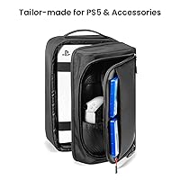 Vista 3 de tomtoc Travel Backpack for PS5 Console, Accessories, Protective Carrying Case Storage Bag Compatible with Sony PlayStation 5 Console, Headset, 2