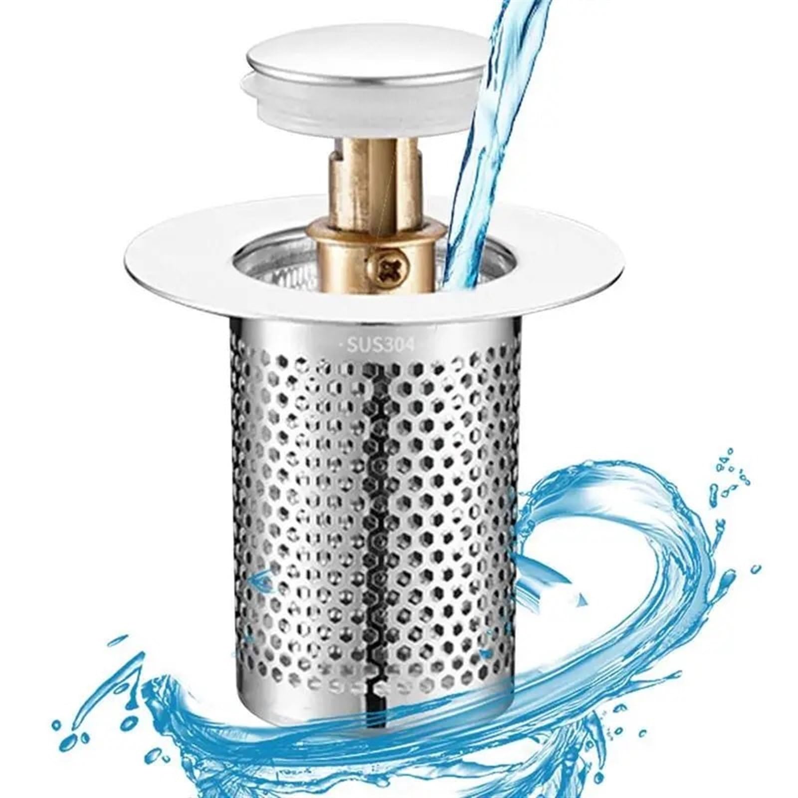Bouchon de canalisation universel en acier inoxydable pour lavabo et bain